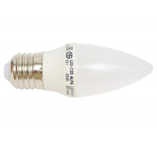 Лампа IEK LED ALFA C35 свеча 6Вт 230В 3000К E27 LLA-C35-6-230-30-E27