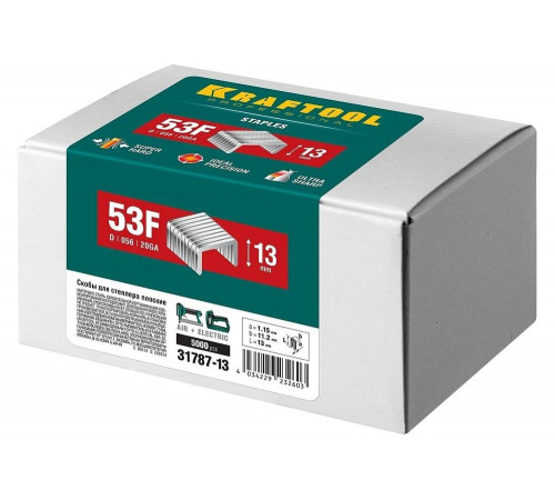 KRAFTOOL скобы тип 53F, 13 мм, скобы для степлера плоские 31787-13 KRAFTOOL скобы тип 53F, 13 мм, скобы для степлера плоские 31787-13