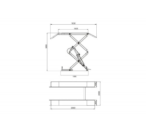 Ножничный подъемник короткий г/п 3000 кг. напольный KRAFTWELL KRW3FS/220
