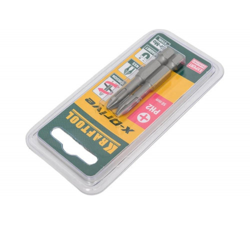 KRAFTOOL PH2, 2 шт., 50 мм, кованые профессиональные биты X-DRIVE 26121-2-50-2 KRAFTOOL PH2, 2 шт., 50 мм, кованые профессиональные биты X-DRIVE 26121-2-50-2