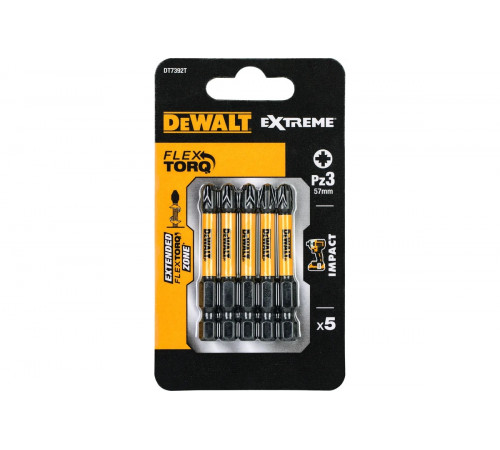 Биты ударные IMPACT Torsion Pz3, 57мм, 5шт. DEWALT DT7392T