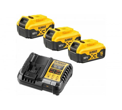 Набор Dewalt: 3 АКБ DCB184, Li-Ion, 18 В, 5 Ач и зарядное устройство DCB1104, 12/18 В, 4 A DCB1104P3 DCB1104P3-QW