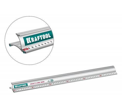 Усиленная алюминиевая линейка KRAFTOOL Kraft-line 0.6 м со стальной направляющей 34275-60