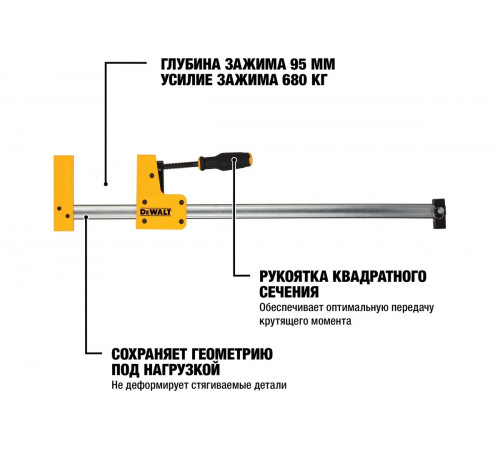 Параллельная реечная струбцина DEWALT 600мм/24" DWHT83831-1