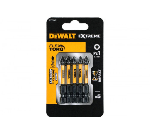 Биты ударные IMPACT Torsion Pz1, 57мм, 5шт. DEWALT DT7390T