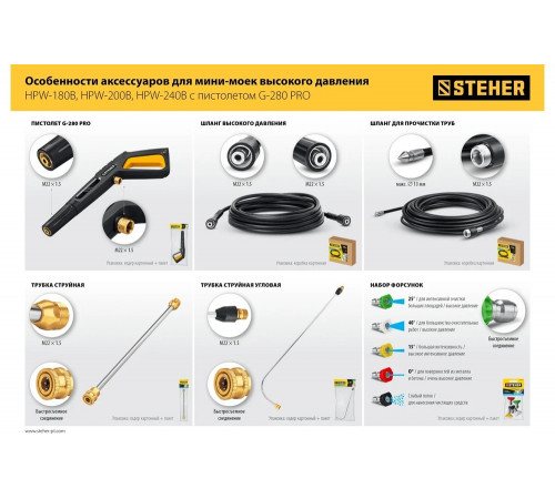 Шланг высокого давления для пистолета G-280 PRO, 15 м STEHER 75411-280-15 Шланг высокого давления для пистолета G-280 PRO, 15 м STEHER 75411-280-15