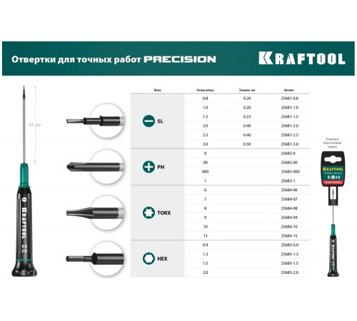 KRAFTOOL HEX 0.9, отвертка для точных работ Precision 25685-0.9 KRAFTOOL HEX 0.9, отвертка для точных работ Precision 25685-0.9