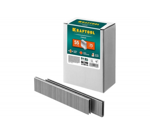 KRAFTOOL скобы тип 55, 25 мм, скобы для степлера узкие 31789-25 KRAFTOOL скобы тип 55, 25 мм, скобы для степлера узкие 31789-25