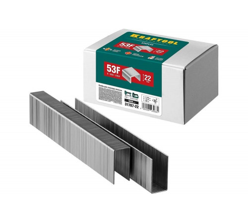 KRAFTOOL скобы тип 53F, 22 мм, скобы для степлера плоские 31787-22