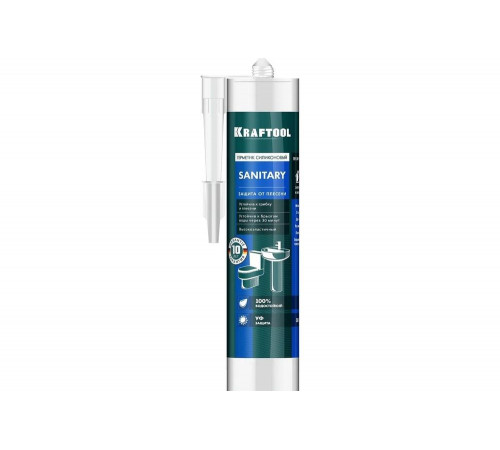 KRAFTOOL 300 мл, санитарный, прозрачный, силиконовый герметик KRAFTSIL SX105 41255-2 KRAFTOOL 300 мл, санитарный, прозрачный, силиконовый герметик KRAFTSIL SX105 41255-2
