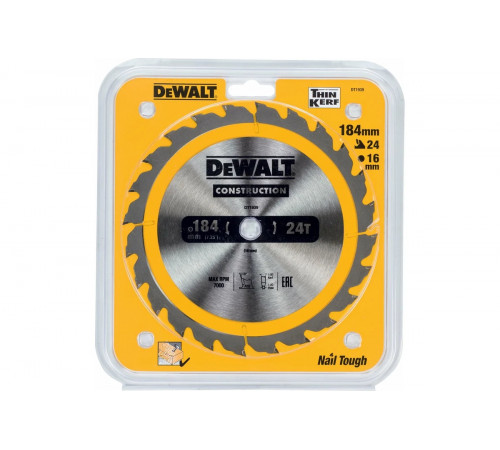 Пильный диск CONSTRUCT (184х16 мм; 24 ATB) DEWALT DT1939