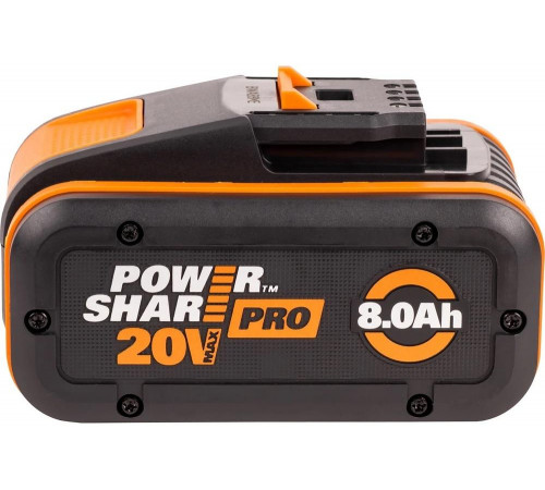 Мощный аккумулятор WORX WA3648 20V с ёмкостью 8 Ач Мощный аккумулятор WORX WA3648 20V с ёмкостью 8 Ач