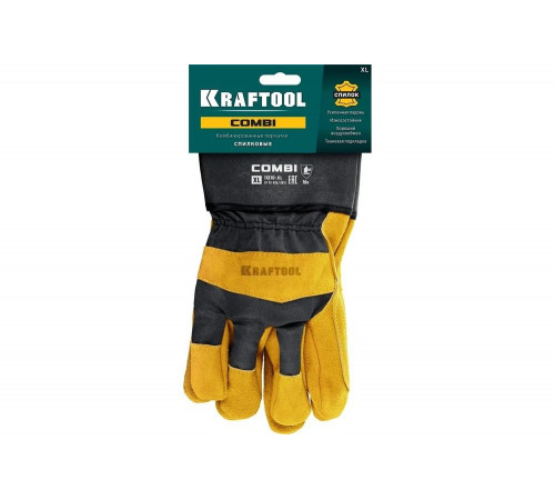 Комбинированные спилковые перчатки KRAFTOOL Combi XL 11310-XL Комбинированные спилковые перчатки KRAFTOOL Combi XL 11310-XL