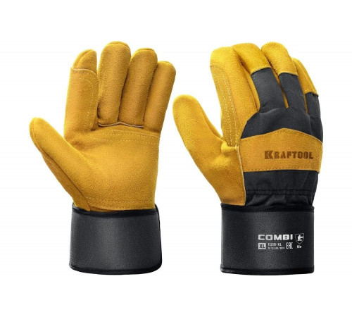 Комбинированные спилковые перчатки KRAFTOOL Combi XL 11310-XL Комбинированные спилковые перчатки KRAFTOOL Combi XL 11310-XL