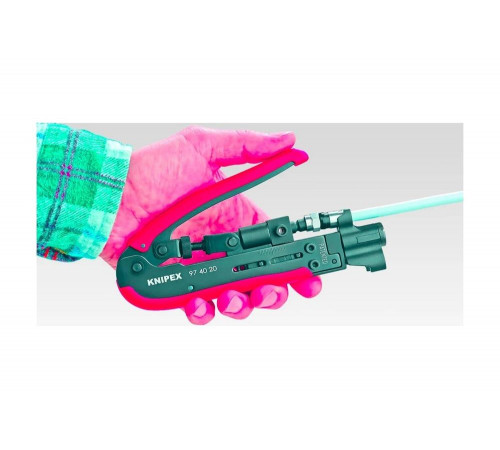 Обжимной инструмент для штекеров на коаксиальном кабеле KNIPEX KN-974020SB Обжимной инструмент для штекеров на коаксиальном кабеле KNIPEX KN-974020SB