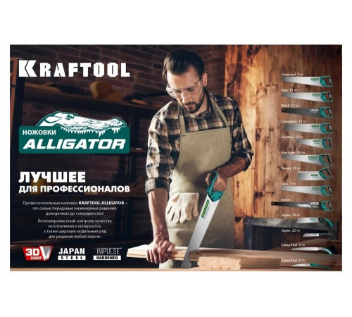 KRAFTOOL 7 TPI, 550 мм, ножовка универсальная Alligator Universal 7 15004-55 KRAFTOOL 7 TPI, 550 мм, ножовка универсальная Alligator Universal 7 15004-55