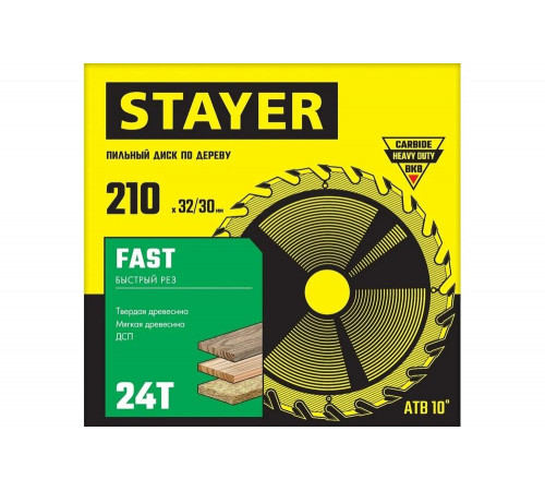 Диск пильный по дереву STAYER Fast (210x32/30 мм; 24T) 3680-210-32-24_z01 Диск пильный по дереву STAYER Fast (210x32/30 мм; 24T) 3680-210-32-24_z01