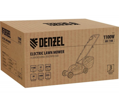 Электрическая газонокосилка Denzel gm-1100 96626 Электрическая газонокосилка Denzel gm-1100 96626