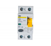 Выключатель дифференциального тока IEK ВД1-63 2п, 25A, 10mA, тип AC, ИЭК MDV10-2-025-010