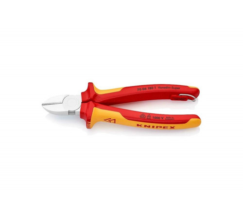 Кусачки боковые со страховочным креплением 180 мм KNIPEX KN-7006180TBK Кусачки боковые со страховочным креплением 180 мм KNIPEX KN-7006180TBK
