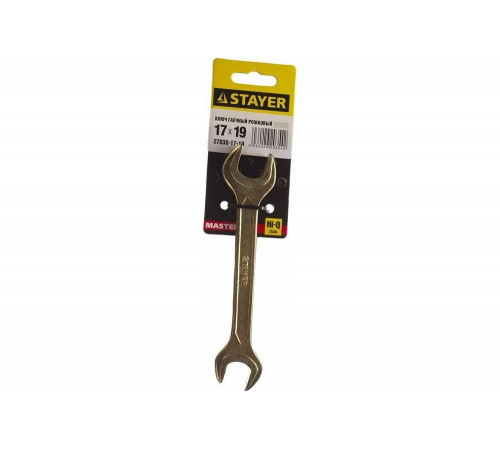 STAYER 17х19 мм, Hi-Q Сталь, оцинкованный, гаечный ключ рожковый 27038-17-19 Master