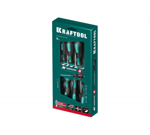 KRAFTOOL 8 шт, набор отверток Х-Drive-8 250081-H8 KRAFTOOL 8 шт, набор отверток Х-Drive-8 250081-H8