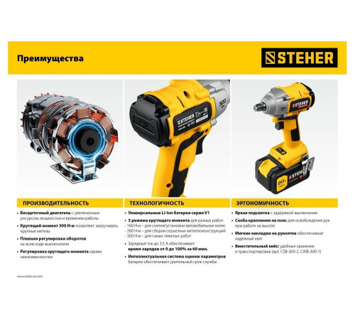 Бесщеточный винтоверт STEHER CSB-300-2