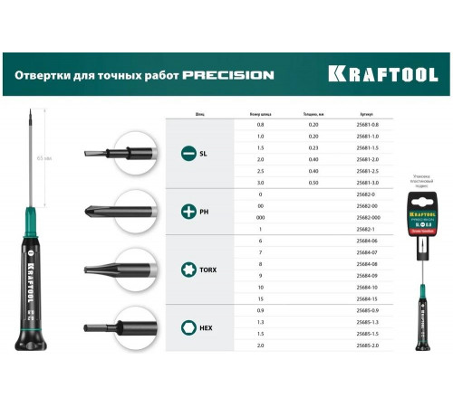 KRAFTOOL HEX 2.0, отвертка для точных работ Precision 25685-2.0 KRAFTOOL HEX 2.0, отвертка для точных работ Precision 25685-2.0