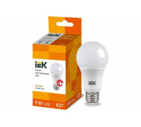 Лампа IEK LED A60, 9вт, 230В, 3000К, E27 LLE-A60-9-230-30-E27