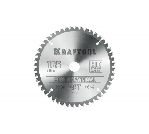 Пильный диск по алюминию KRAFTOOL Multi material 165x20 мм, 48Т 36953-165-20 Пильный диск по алюминию KRAFTOOL Multi material 165x20 мм, 48Т 36953-165-20