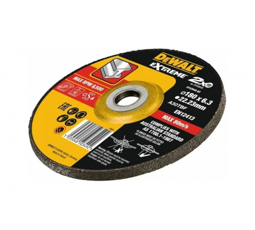 Круг зачистной по металлу EXTREME 180x6.3x22.23 мм, тип 27 Dewalt DT43948-QZ