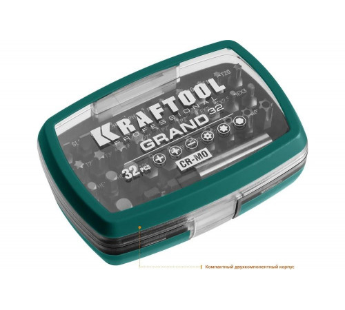 KRAFTOOL 32 шт., CrMo, набор бит с магнитным адаптером 26083-H32 KRAFTOOL 32 шт., CrMo, набор бит с магнитным адаптером 26083-H32