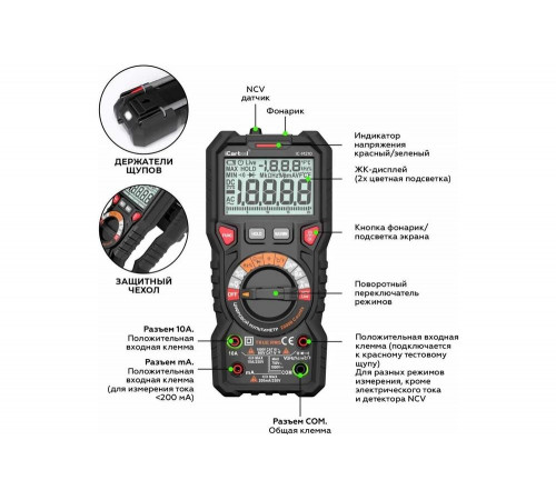 Профессиональный цифровой мультиметр iCarTool CATIII 1000V, СATIV 600V, TrueRMS, AC/DC IC-M120