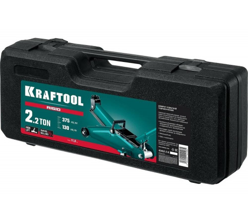 KRAFTOOL 2.2 т, 130-375 мм, с увеличенным подъемом, в кейсе, подкатной домкрат 43452-2-K KRAFTOOL 2.2 т, 130-375 мм, с увеличенным подъемом, в кейсе, подкатной домкрат 43452-2-K