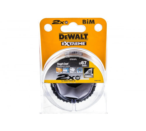 Коронка биметаллическая COBALT 8% M42 (67х46 мм) DEWALT DT8167L