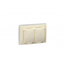 Розетка IEK KVARTA 2ая с з/к с з/ш РСбш12-3-ККм-44 16А IP44 кр. KV-R26-16-44-K33