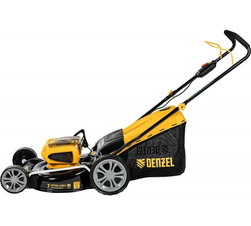 Аккумуляторная бесщеточная газонокосилка Denzel RLM450-36 Li-ion, 36 В, 4 Ач 58910 Аккумуляторная бесщеточная газонокосилка Denzel RLM450-36 Li-ion, 36 В, 4 Ач 58910