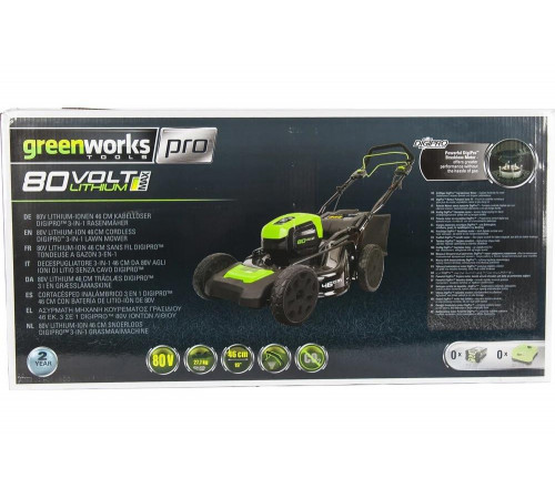 Самоходная аккумуляторная газонокосилка GreenWorks GD80LM46SPK4 80V 2501007UB Самоходная аккумуляторная газонокосилка GreenWorks GD80LM46SPK4 80V 2501007UB