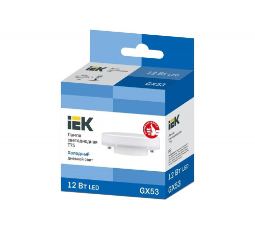 Лампа IEK LED T75 таблетка 12вт 230В 6500К GX53 LLE-T80-12-230-65-GX53 Лампа IEK LED T75 таблетка 12вт 230В 6500К GX53 LLE-T80-12-230-65-GX53