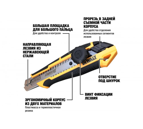 Нож с сегментированным лезвием DEWALT 25мм DWHT10333-0