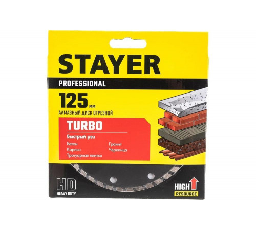 STAYER Ø 125Х22.2 мм, алмазный, сегментный, диск отрезной PROGRESSIVE 3662-125_z02 Professional STAYER Ø 125Х22.2 мм, алмазный, сегментный, диск отрезной PROGRESSIVE 3662-125_z02 Professional