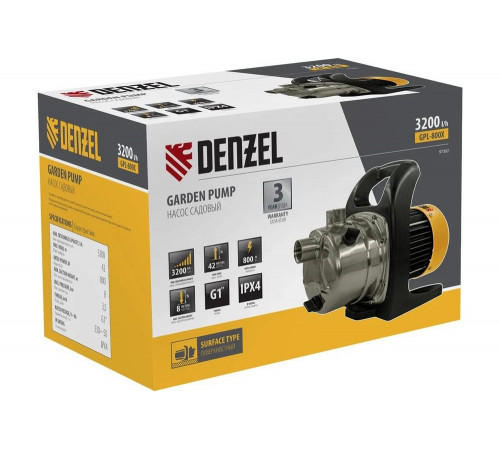 Садовый поверхностный насос Denzel gpl800х 97302 Садовый поверхностный насос Denzel gpl800х 97302