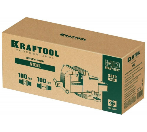 KRAFTOOL 100 мм, стальные слесарные тиски STEEL 32701-100 KRAFTOOL 100 мм, стальные слесарные тиски STEEL 32701-100