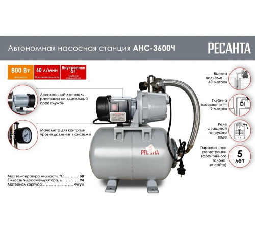 Автономная насосная станция Ресанта АНС-3600Ч