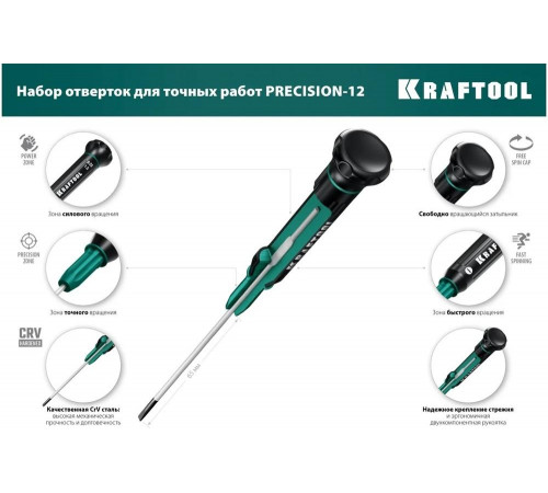 KRAFTOOL 12 шт, набор отверток для точных работ 25689 Pro KRAFTOOL 12 шт, набор отверток для точных работ 25689 Pro