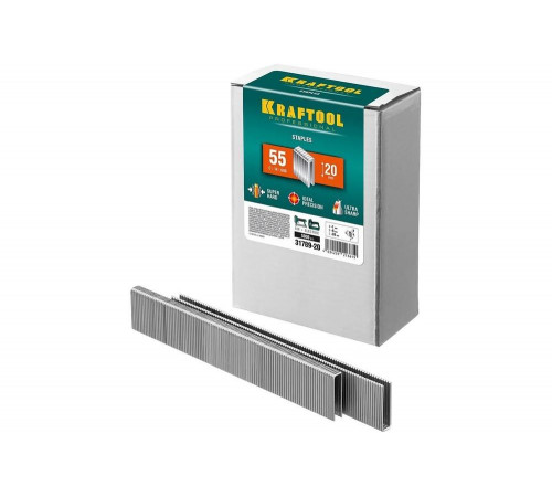 KRAFTOOL скобы тип 55, 20 мм, скобы для степлера узкие 31789-20 KRAFTOOL скобы тип 55, 20 мм, скобы для степлера узкие 31789-20