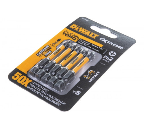 Биты ударные IMPACT Torsion (5 шт; Ph2; 57мм) DEWALT DT7998T