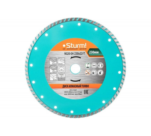 Алмазный диск Sturm 9020-04-230x22-T Алмазный диск Sturm 9020-04-230x22-T