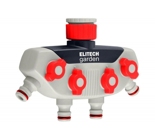 Распределитель потоков 4-х канальный с переходником 3/4"-1" HF 002 Garden Elitech 206026