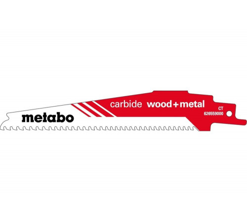 Пилка S956XHM CARBIDE (1 шт; 150 мм; 6-8 TPI) для сабельных пил Metabo 626559000 Пилка S956XHM CARBIDE (1 шт; 150 мм; 6-8 TPI) для сабельных пил Metabo 626559000